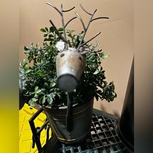 🎅🏻🎄 Metal Reindeer Bucket with Greenery